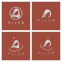 muslim hijab logotyp mall vektor illustration design-vektor