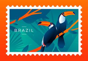Brasilien Postostämpel Fågelvektor vektor