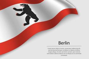 Welle Flagge von Berlin ist ein Zustand von Deutschland. Banner oder Band vektor