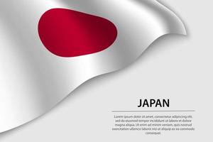 Welle Flagge von Japan auf Weiß Hintergrund. Banner oder Band Vektor