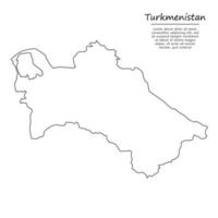 enkel översikt Karta av turkmenistan, silhuett i skiss linje st vektor