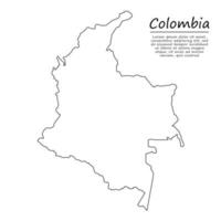 einfach Gliederung Karte von Kolumbien, im skizzieren Linie Stil vektor