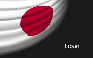 Welle Flagge von Japan auf dunkel Hintergrund. Banner oder Band Vektor t