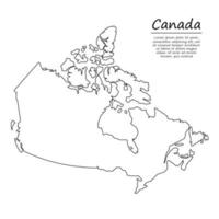 einfach Gliederung Karte von Kanada, im skizzieren Linie Stil vektor
