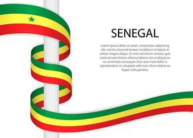 winken Band auf Pole mit Flagge von Senegal. Vorlage zum unabhängig vektor