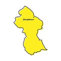 einfach Gliederung Karte von Guyana mit Hauptstadt Ort vektor