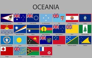 alle Flaggen von Ozeanien. vektor