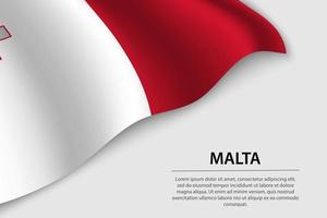 Welle Flagge von Malta auf Weiß Hintergrund. Banner oder Band Vektor