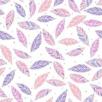 vektorillustration av rosa och lila blad sömlösa mönster. handritad blad och hjärtan konsistens. element design. vektor