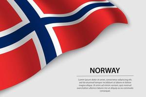 Vinka flagga av Norge på vit bakgrund. baner eller band vektor