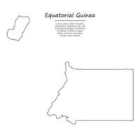 einfach Gliederung Karte von äquatorial Guinea, Silhouette im skizzieren li vektor