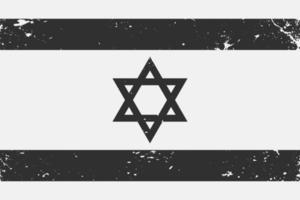 Grunge gestylt schwarz und Weiß Flagge Israel. alt Jahrgang Hintergrund vektor