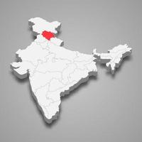 Haryana Zustand Ort innerhalb Indien 3d Karte vektor