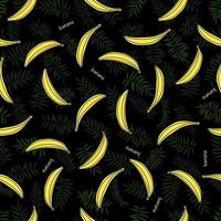 sömlösa gröna blad och gula bananer. tropisk bakgrund. tryck för webb, tyg och omslagspapper. vektor