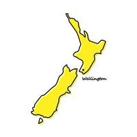 einfach Gliederung Karte von Neu Neuseeland mit Hauptstadt Ort vektor