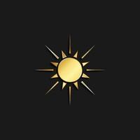 Sonne Gold Symbol. Vektor Illustration von golden Stil. Sommer- Zeit auf dunkel Hintergrund .