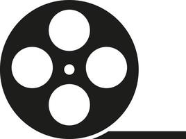 filma rulla ikon vektor eller video kamera tejp rulle platt tecken symboler logotyp illustration isolerat på vit bakgrund svart färg.koncept objekt design för bio och film teater.