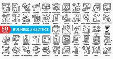 Geschäft Analytik Symbole zum Management, Daten Analytik, Produktivität, Verfahren, Planung vektor