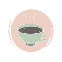 söt logotyp eller ikon vektor med kaffe kopp på cirkel med borsta textur, för social media berättelse och slingor