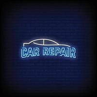 Autoreparaturlogo-Neonzeichen-Stiltextvektor vektor