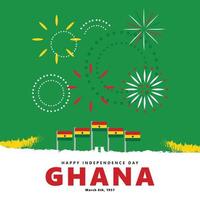 ghana oberoende dag firande vektor illustration med nationell flagga och fyrverkeri. lämplig för social media posta och hälsning kort.