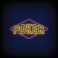 Poker Leuchtreklamen Stil Text Vektor