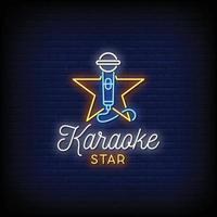 karaoke stjärna neonskyltar stil text vektor