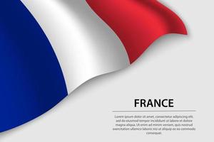 Welle Flagge von Frankreich auf Weiß Hintergrund. Banner oder Band Vektor