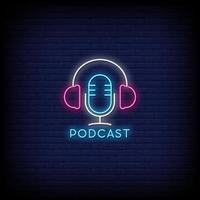 Podcast Neonschilder Stil Text Vektor