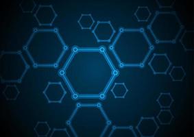 dunkel Blau abstrakt Hexagon Moleküle Technik Hintergrund vektor