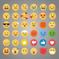 Vektor alle Emojis Satz. komisch Netzwerk Emoticon einstellen