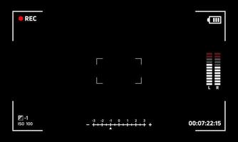Kamera Aufzeichnung Bildschirm schwarz Sucher Hintergrund Karte Anzeige Aussicht und Fokus zum Netz oder App Design. Vektor Illustration