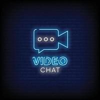 videochatt neonskyltar stil text vektor