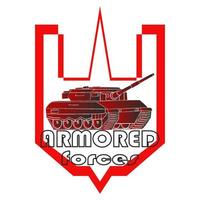 årgång militär emblem. armerad tank märken och logotyp. färgrik vektor illustration isolerat på vit bakgrund.