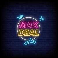 max Deal Leuchtreklamen Stil Textvektor vektor