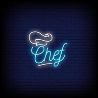 Chef Neon Zeichen Stil Text Vektor