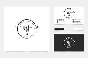 första nj feminin logotyp samlingar och företag kort mall premie vektor