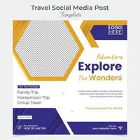 Abenteuer Reise und Tour Platz Flyer Post Banner und Sozial Medien Post Vorlage Design vektor