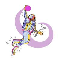 astronaut dunking ball doodle vektor