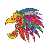 forntida aztec huvudbonad ritning färg vektor