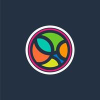 Kreis Globus bunt Logo mit ein Streifen Ball , Vektor Design Vorlage