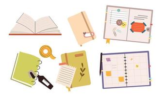 Papier Notizbücher, Notizblöcke, Tagebücher, Planer, Organisatoren einstellen Vektor