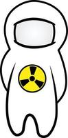 Weiß Strahlung schützend Anzug, pp, chemisch oder biologisch Sicherheit Uniform. runden Zeichen von Strahlung. Vektor Illustration