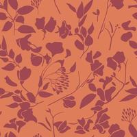 monoton Hand gezeichnet Blumen und Blätter nahtlos Muster. Blumen- Silhouetten Design zum Stoff, Textil, Verpackung Papier vektor