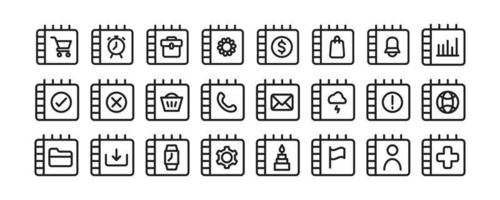 Zeit und Datum Kalender Symbole einstellen Gliederung schwarz und Weiss, Einkaufen Symbole, Frist Symbole vektor