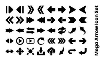 Pfeil Symbol Mega einstellen Vektor mit schwarz und Weiß Farbe, anders Stil Pfeil Symbole, links Pfeil, zurück Pfeil, Richtung, Mauszeiger zum Webseite und Apps