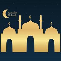 traditionell islamic baner. vektor gyllene moské silhuett design på natt himmel. aning för en hälsning kort för ramadan mubarak. bakgrund mall.
