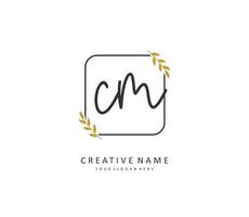 c m centimeter första brev handstil och signatur logotyp. en begrepp handstil första logotyp med mall element. vektor