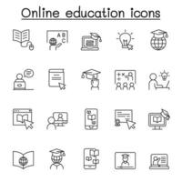 Online-Bildungssymbol im Stil einer dünnen Linie vektor