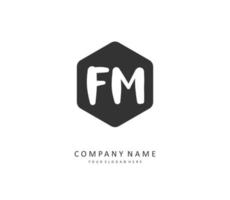 f m fm första brev handstil och signatur logotyp. en begrepp handstil första logotyp med mall element. vektor